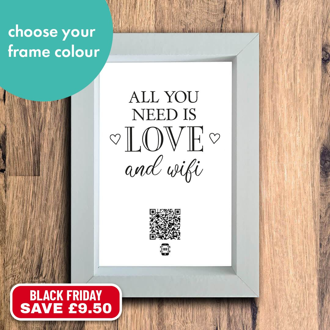"all you need is love & wifi" photo frame