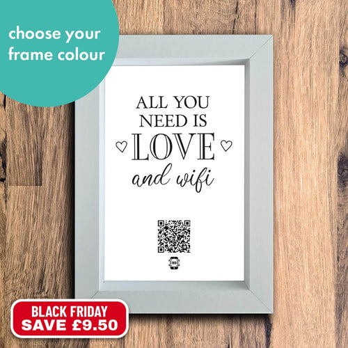"all you need is love & wifi" photo frame