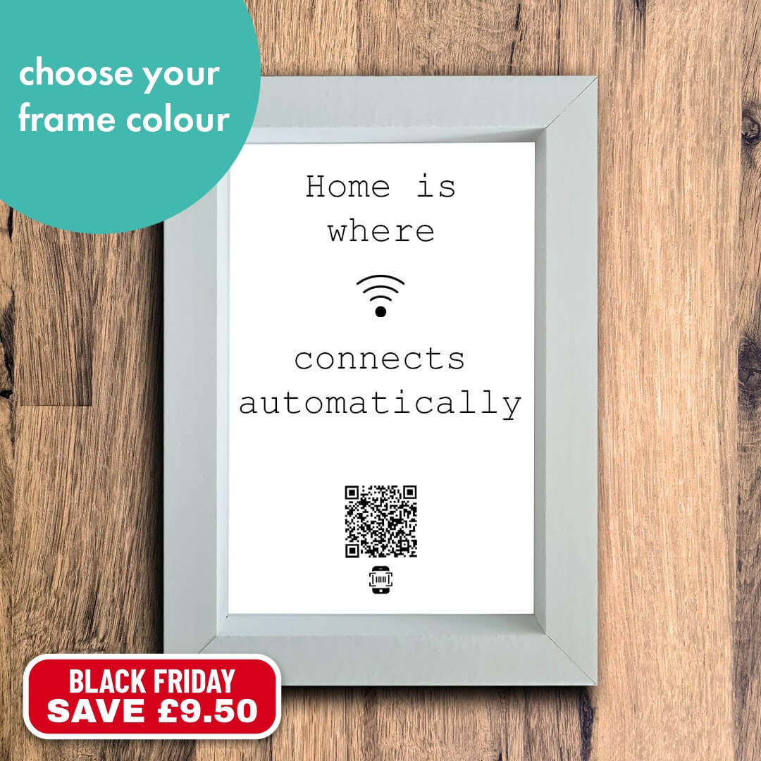 "home is where wifi connects automatically" photo frame