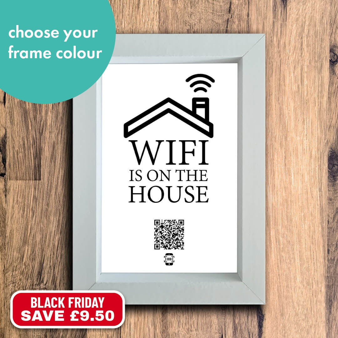 "wifi is on the house" photo frame