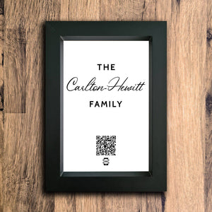 Personalised Family Name Photo Frame | Black | Portrait