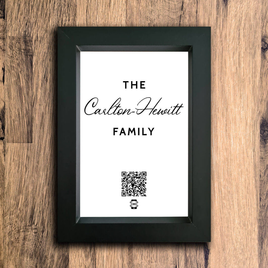 Personalised Family Name Photo Frame | Black | Portrait