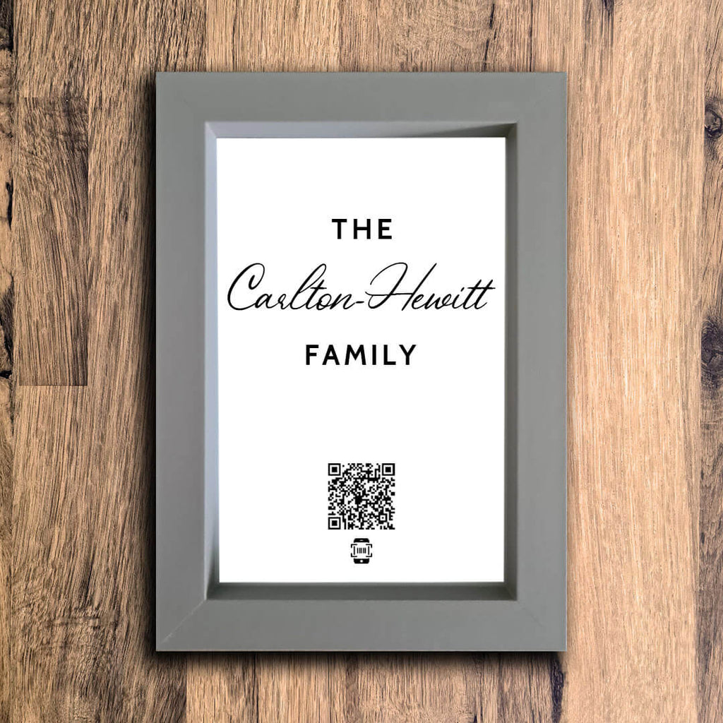 Personalised Family Name Photo Frame | Grey | Portrait