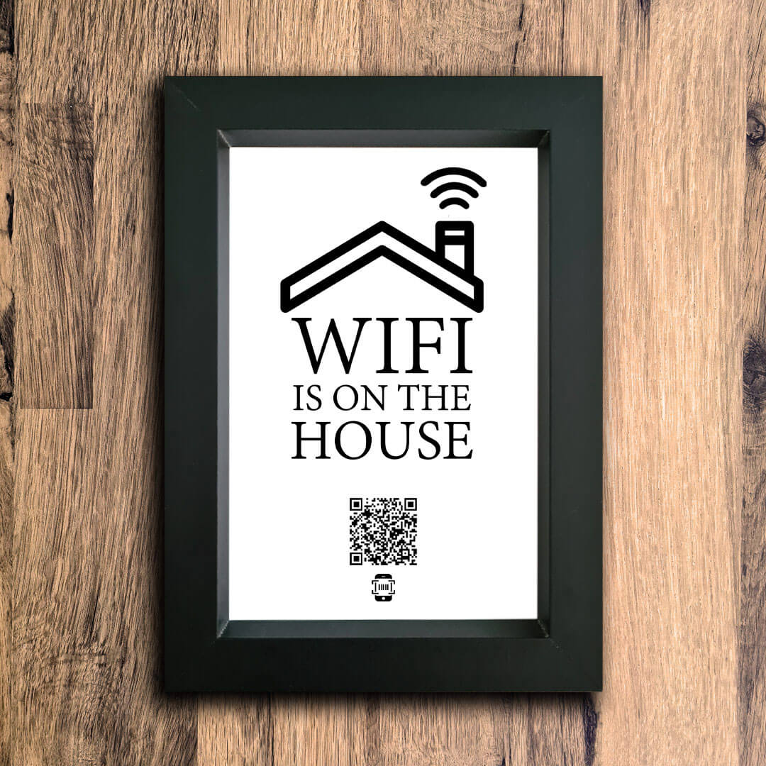 "WiFi Is On The House" Photo Frame | Black | Portrait