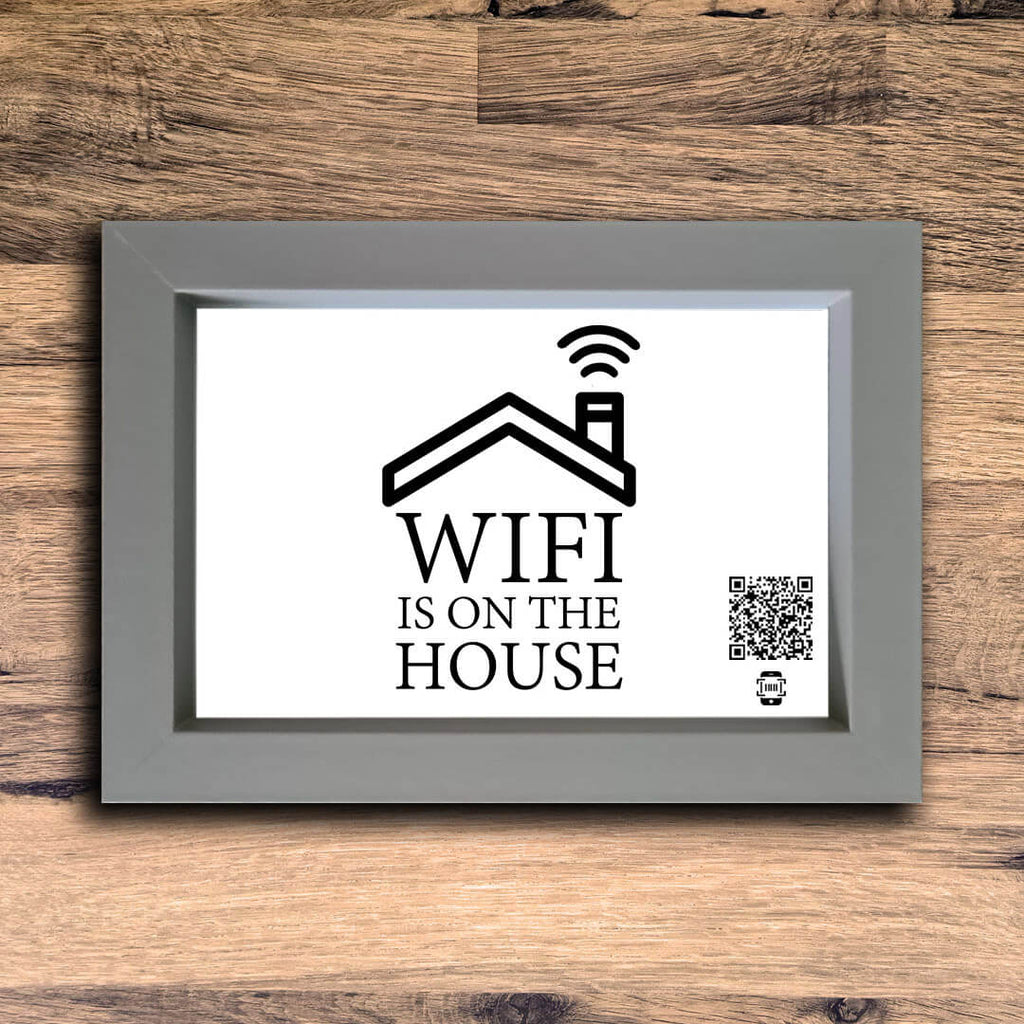 "WiFi Is On The House" Photo Frame | Grey | Landscape