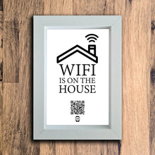 Load image into Gallery viewer, &quot;WiFi Is On The House&quot; Photo Frame | White | Portrait