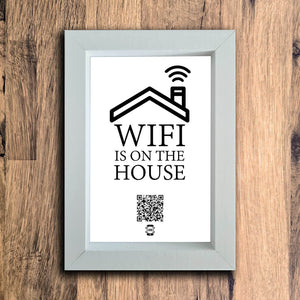 "WiFi Is On The House" Photo Frame | White | Portrait