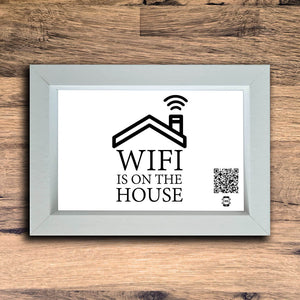 "WiFi Is On The House" Photo Frame | White | Landscape