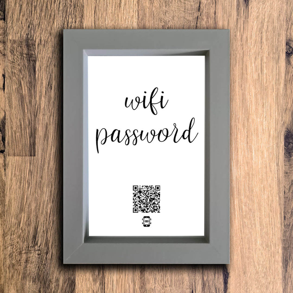 "WiFi Password" Photo Frame | Grey | Portrait