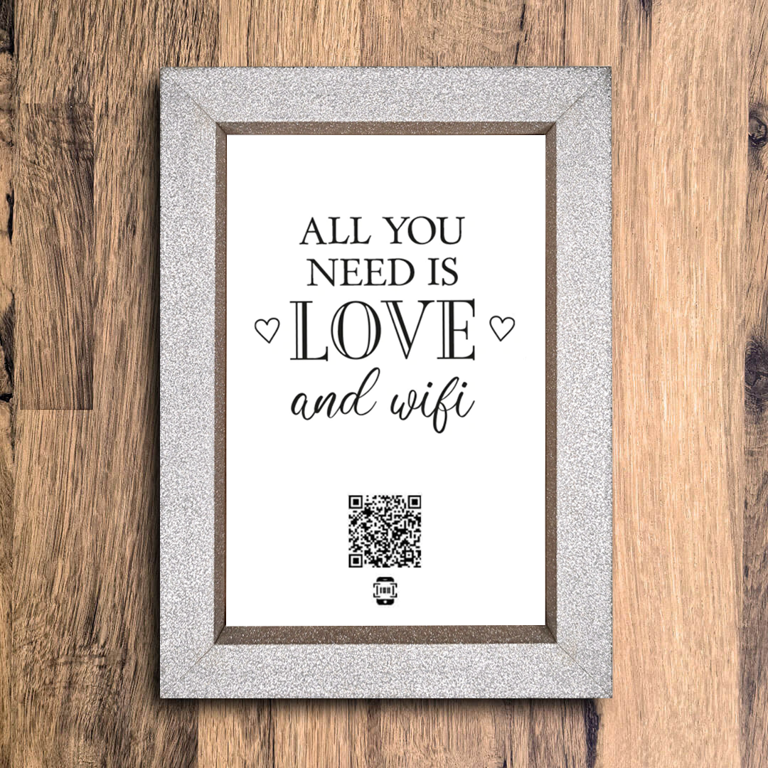 "all you need is love & wifi" photo frame