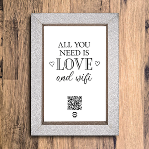 "all you need is love & wifi" photo frame