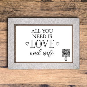 "all you need is love & wifi" photo frame