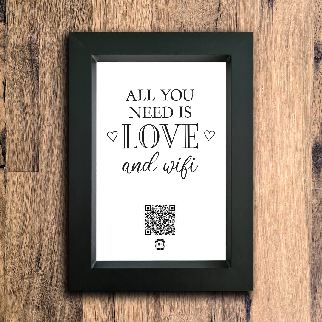 "all you need is love & wifi" photo frame