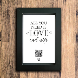 "all you need is love & wifi" photo frame
