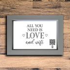 "all you need is love & wifi" photo frame