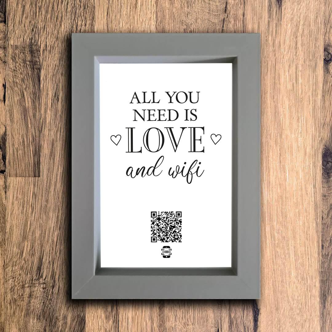 "all you need is love & wifi" photo frame