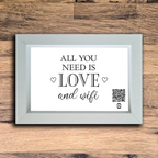 "all you need is love & wifi" photo frame