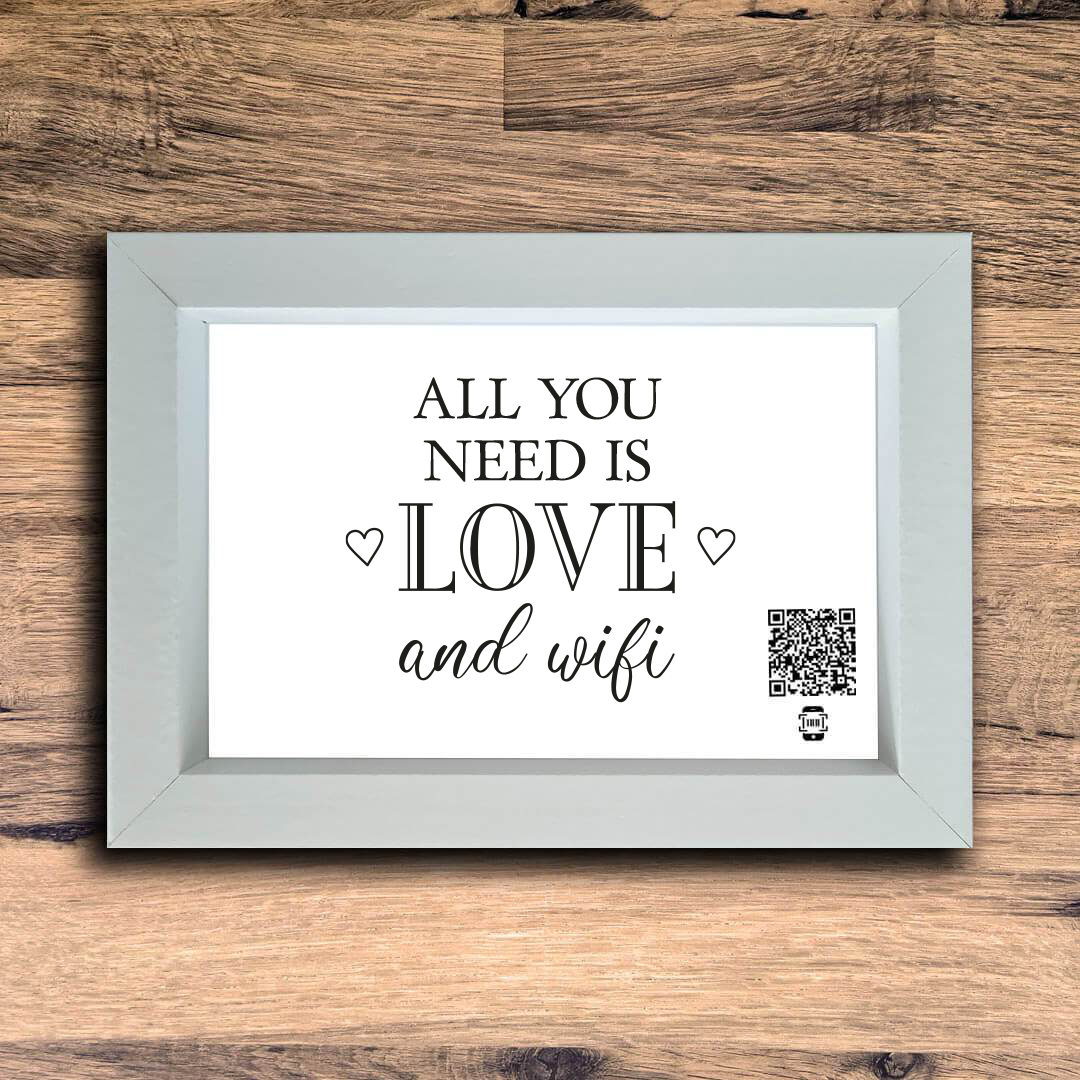 "all you need is love & wifi" photo frame