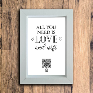 "all you need is love & wifi" photo frame