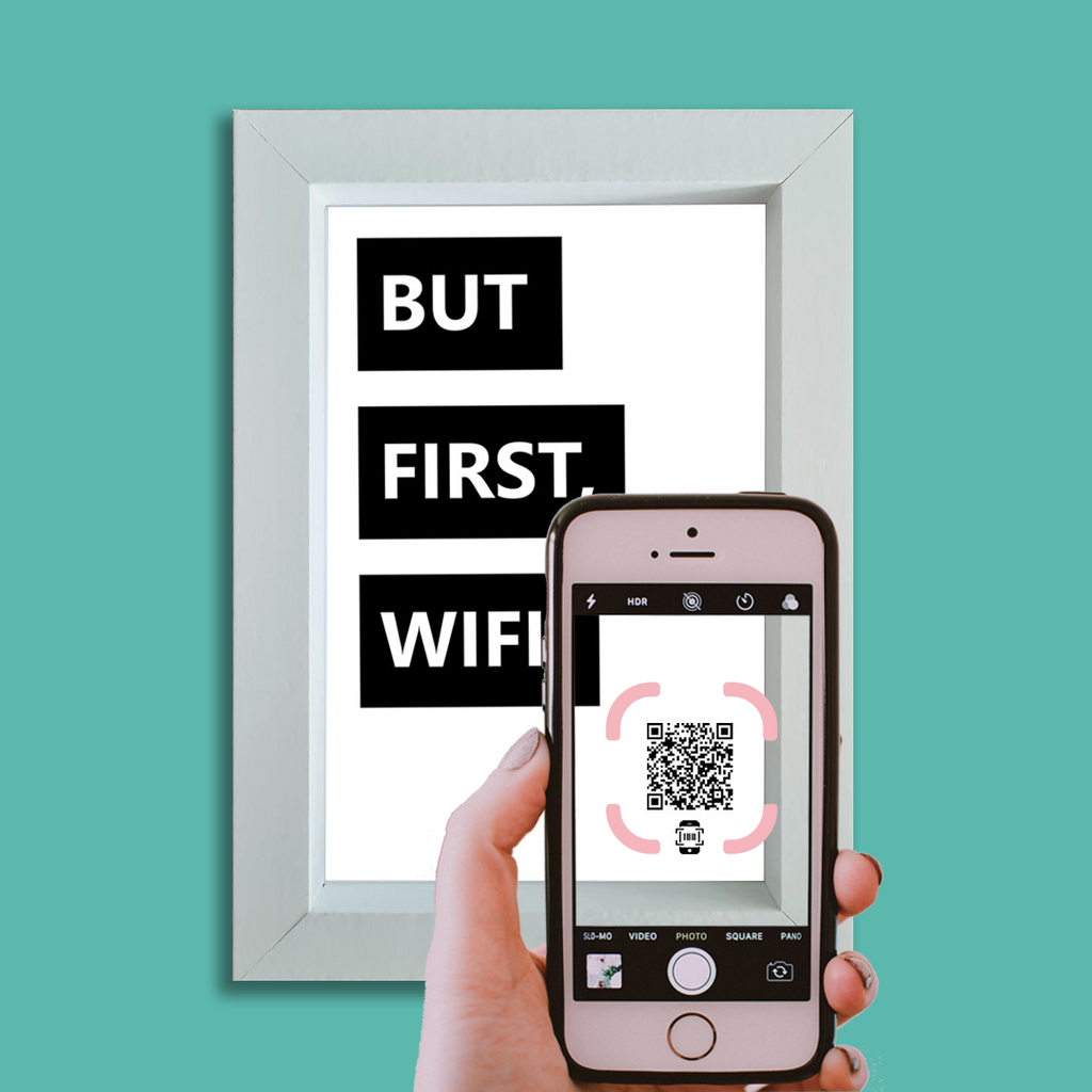 "but first, wifi" photo frame