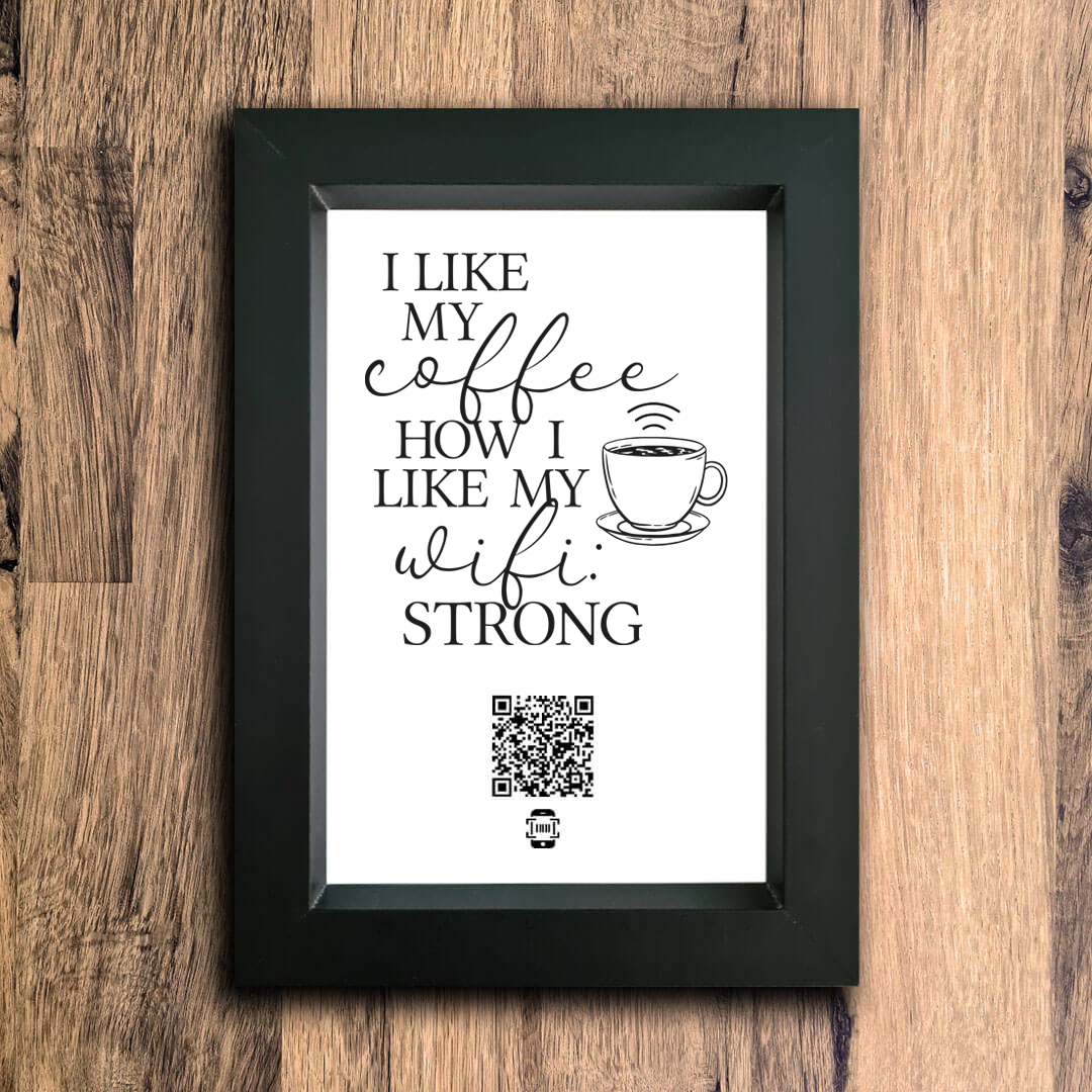 "I like my coffee how I like my wifi" photo frame
