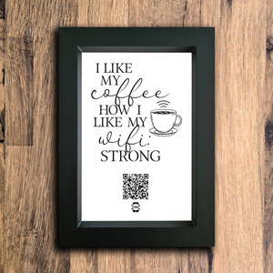 "I like my coffee how I like my wifi" photo frame