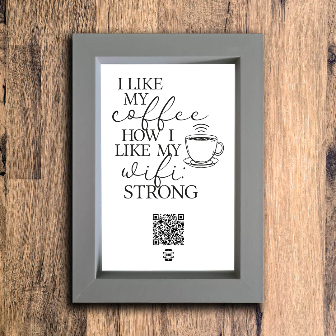 "I like my coffee how I like my wifi" photo frame