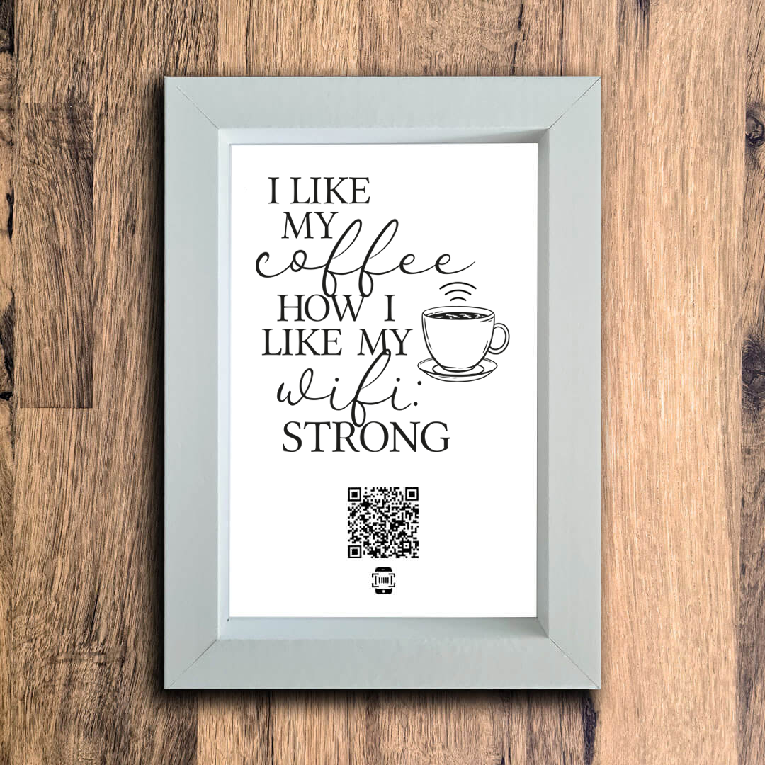 "I like my coffee how I like my wifi" photo frame