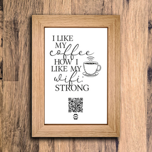 "I like my coffee how I like my wifi" photo frame