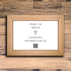 "home is where wifi connects automatically" photo frame