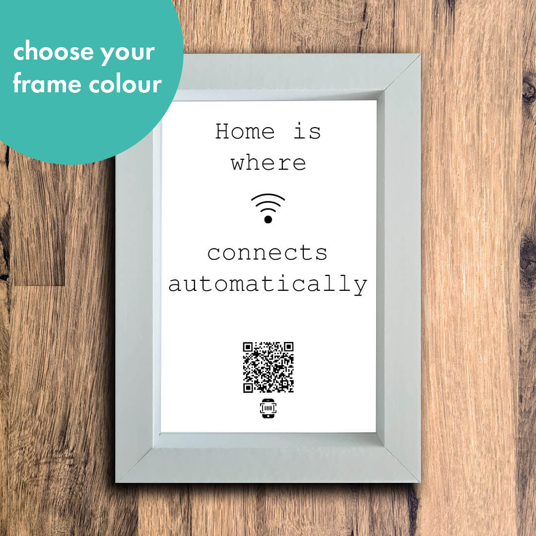 "home is where wifi connects automatically" photo frame
