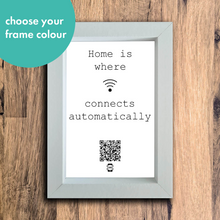 Load image into Gallery viewer, &quot;home is where wifi connects automatically&quot; photo frame