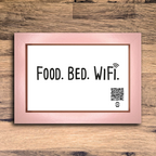 "food. bed. wifi." photo frame
