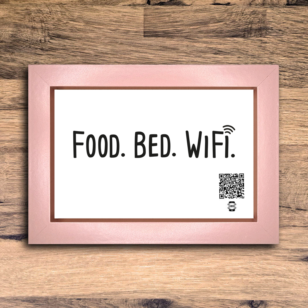 "food. bed. wifi." photo frame