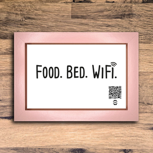 "food. bed. wifi." photo frame