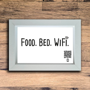 "food. bed. wifi." photo frame