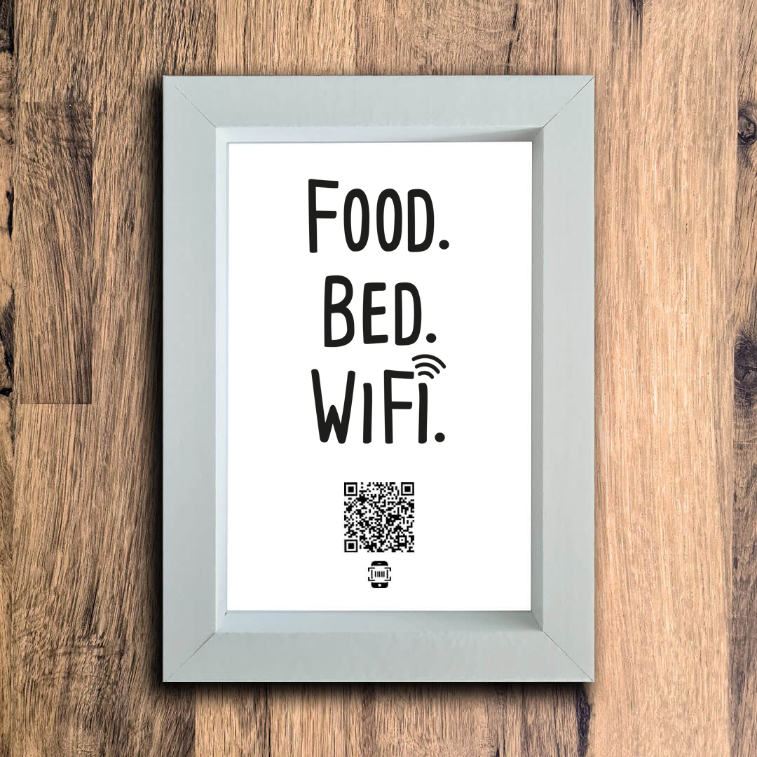 "food. bed. wifi." photo frame