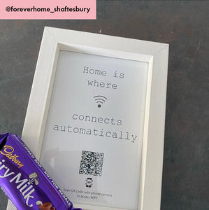 "home is where wifi connects automatically" photo frame