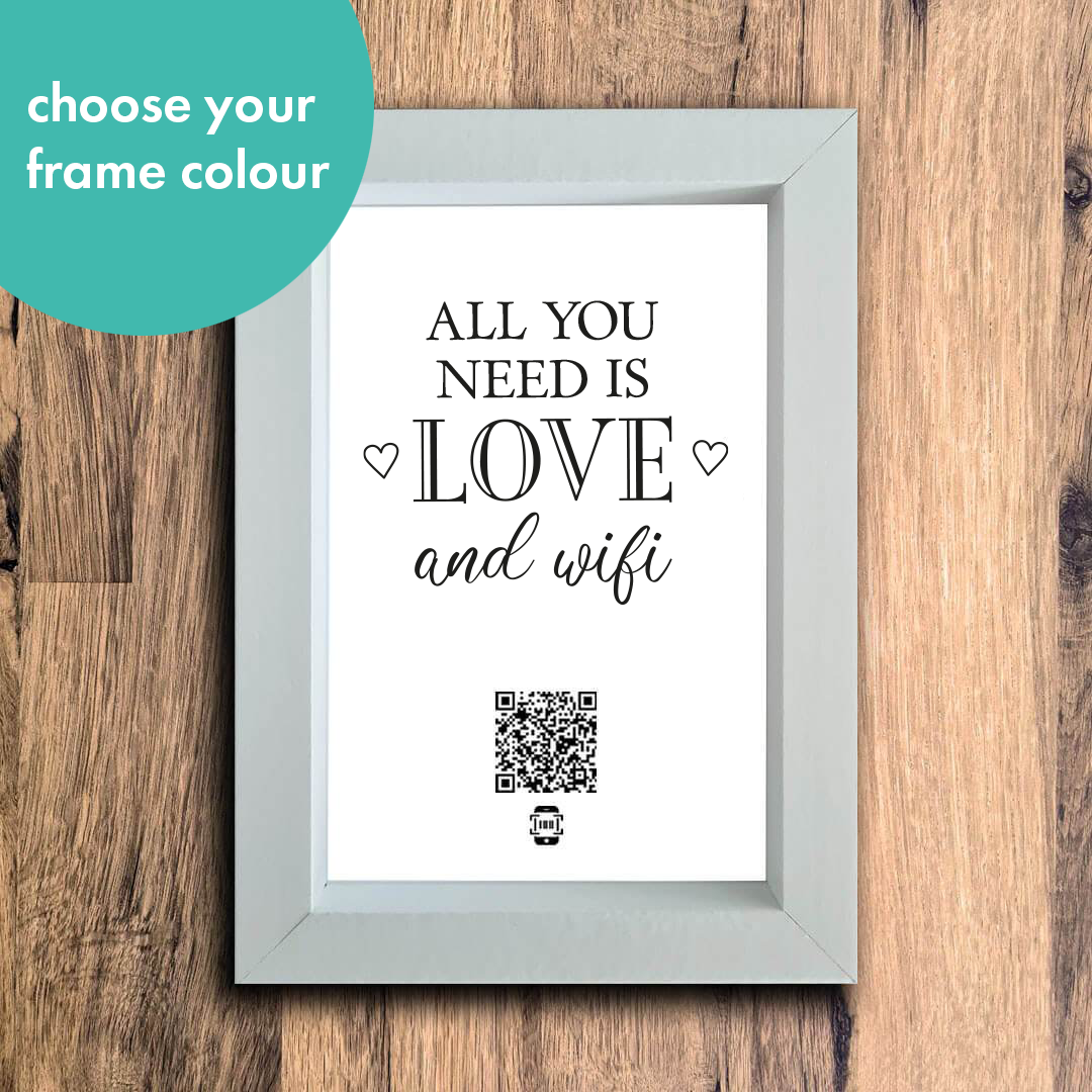 "all you need is love & wifi" photo frame