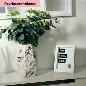 "but first, wifi" photo frame