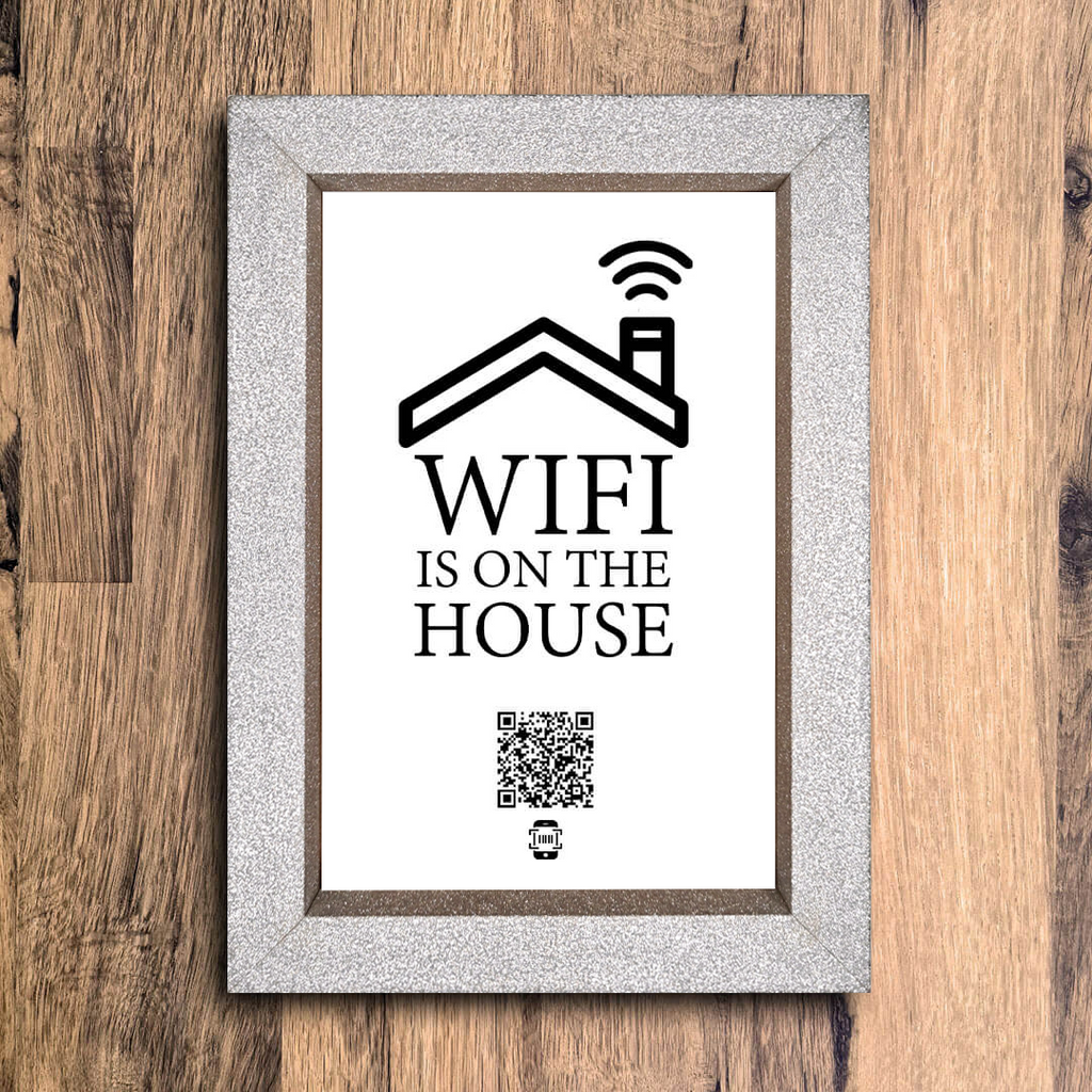 "wifi is on the house" photo frame