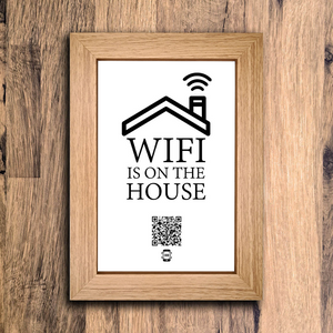 "wifi is on the house" photo frame