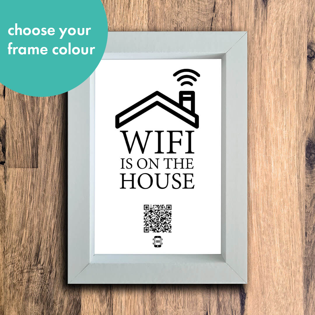 "wifi is on the house" photo frame